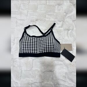 Nike Black and White Houndstooth Sports Bra